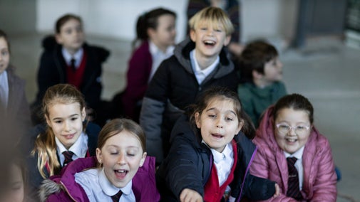Children on a school visit Seaton Delaval Hall Northumberland